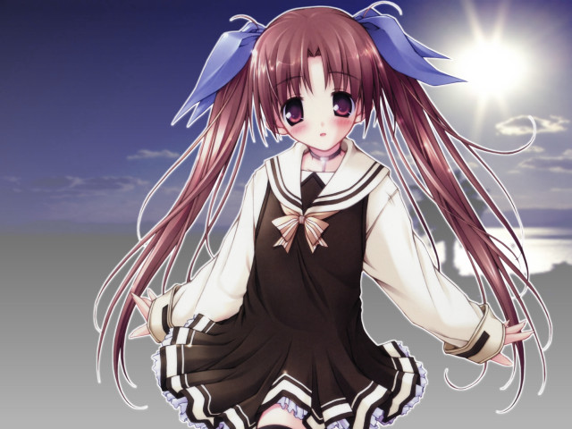 Girl beach sunset bow dress free wallpaper - medium preview image
