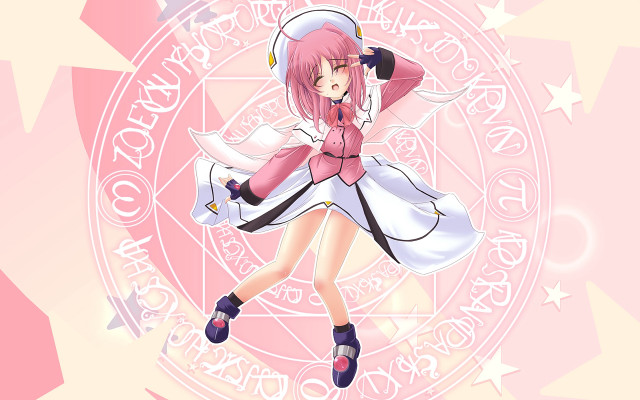 Pink dress girl hat umbrella free wallpaper - medium preview image