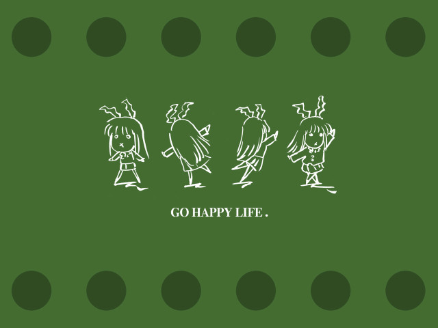 Green characters happy life cartoon free wallpaper - medium preview image