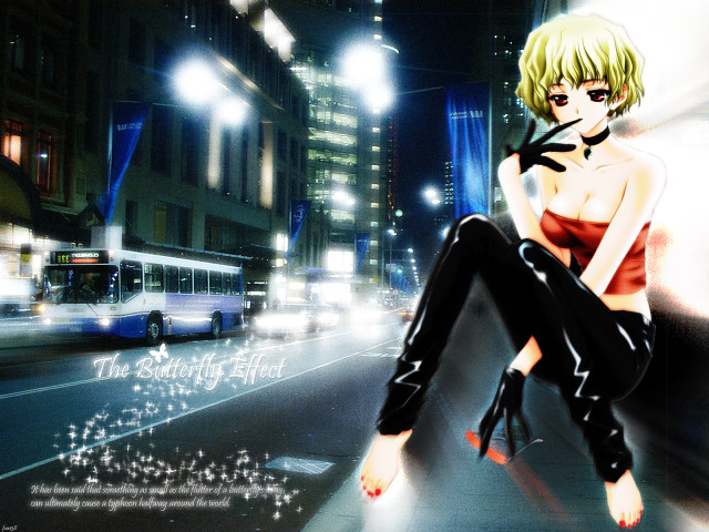 City night skyline rooftop blonde free wallpaper for desktop - medium preview image