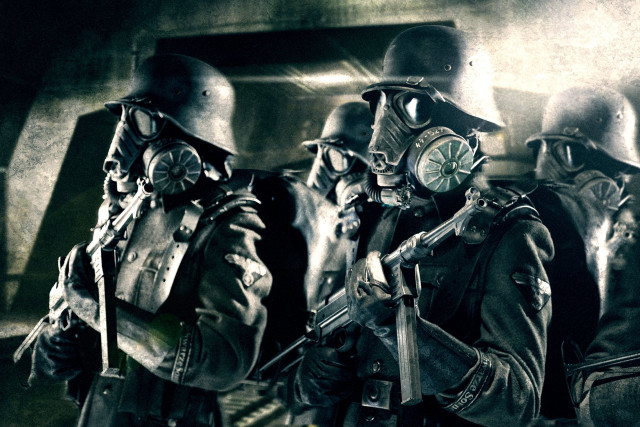 Gas mask group clock face free wallpaper - medium preview image