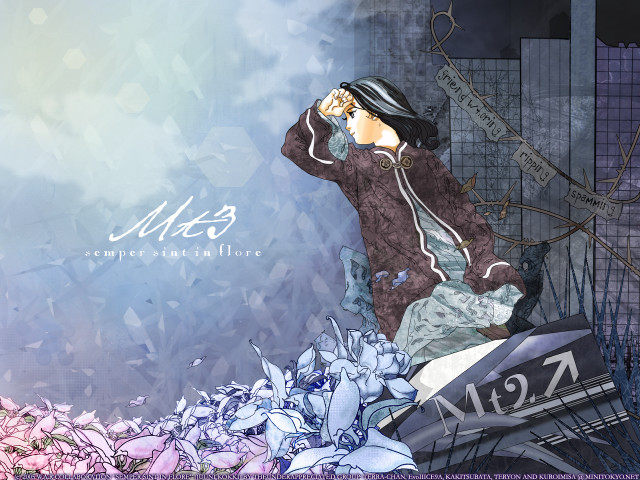 Woman clock flowers rooftop mosaic free wallpaper - medium preview image