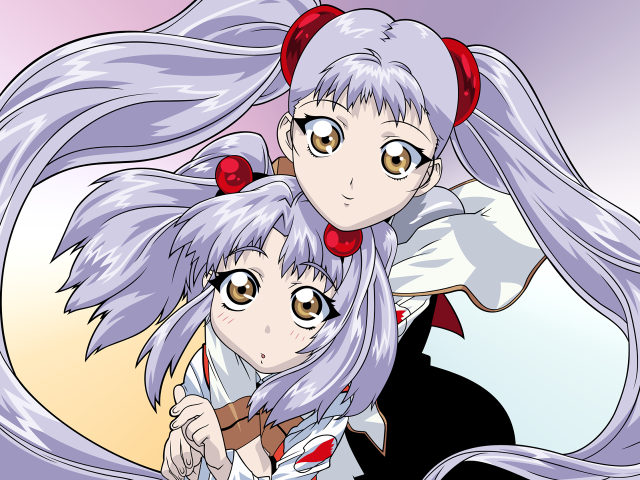 Anime 2girls longhair bigeyes bow free wallpaper - medium preview image