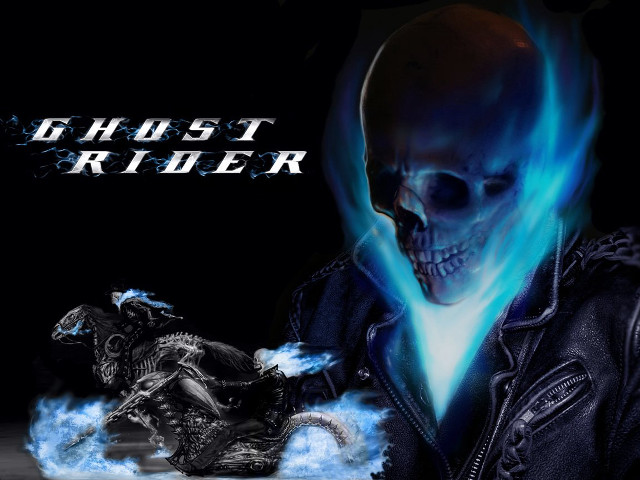 Motorcycle skull blue flame back free wallpaper - medium preview image