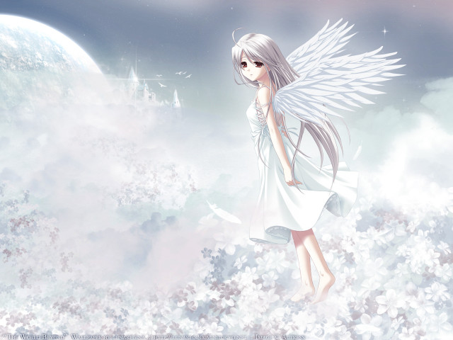 Angel wings clouds moon castle free wallpaper - medium preview image