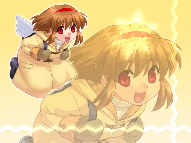 Yellow coat girls wings red free wallpaper - medium preview image