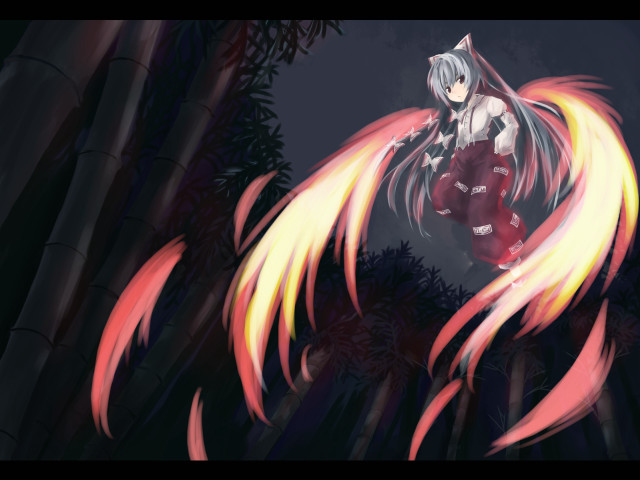 Anime fox tail bamboo night free wallpaper - medium preview image