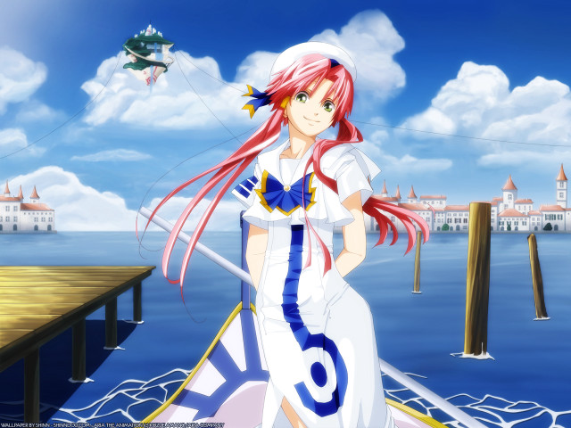 Girl sailor outfit dock kite free wallpaper - medium preview image