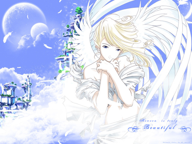 Angel girl clouds castle sky free wallpaper - medium preview image