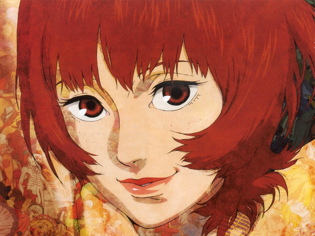 Red hair girl flower portrait free wallpaper - medium preview image