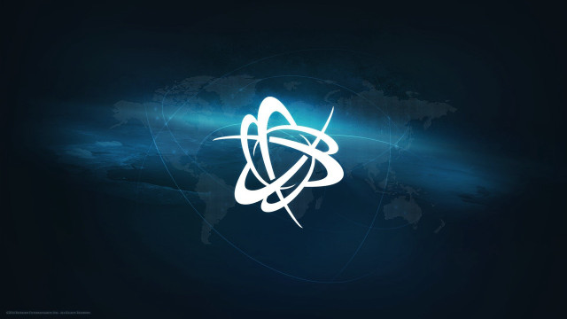Blue white logo world map free wallpaper - medium preview image