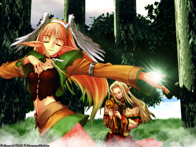 Forest elf sword battle blonde free wallpaper for desktop - medium preview image