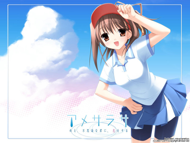 Girl blue dress red hat free wallpaper - medium preview image