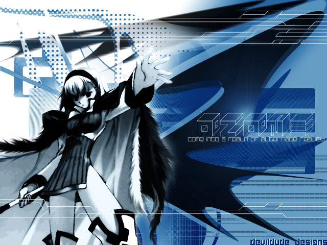 Anime sword blue background cybernetic free wallpaper - medium preview image