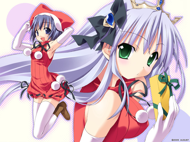 Red dress girls christmas reindeer free wallpaper - medium preview image