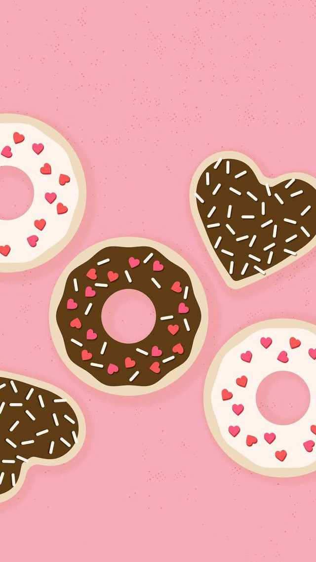 Pink background four donuts heart free wallpaper - medium preview image