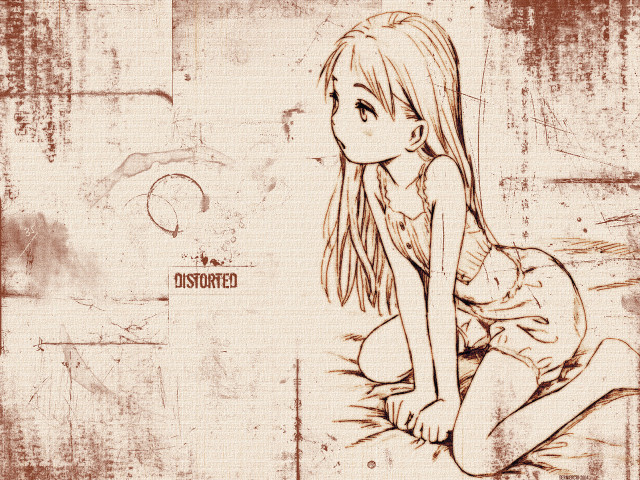 Girl sitting barelegs manga grungy free wallpaper - medium preview image