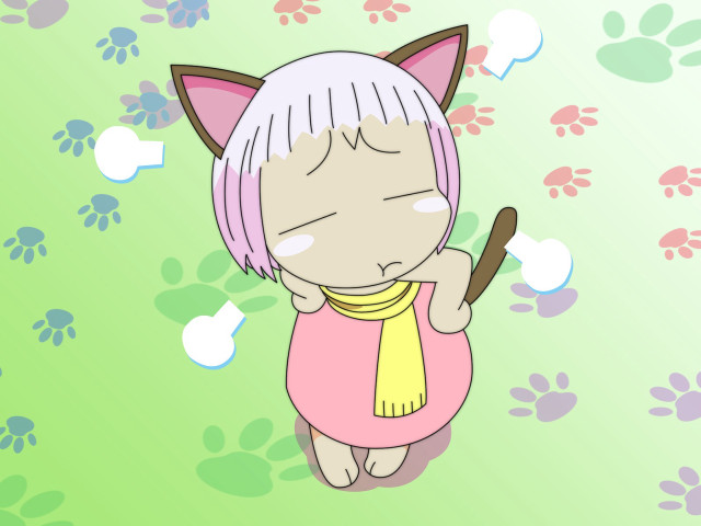 Cartoon cat yellow scarf tie #2 free wallpaper - medium preview image