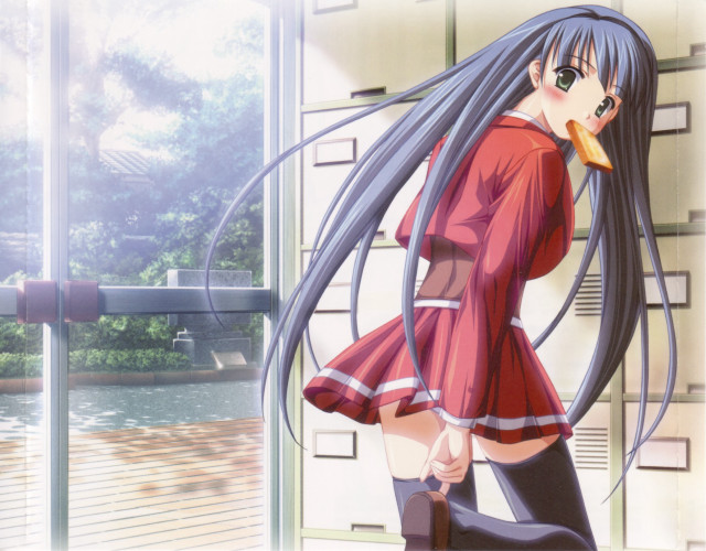 Girl red dress blush blue free wallpaper - medium preview image