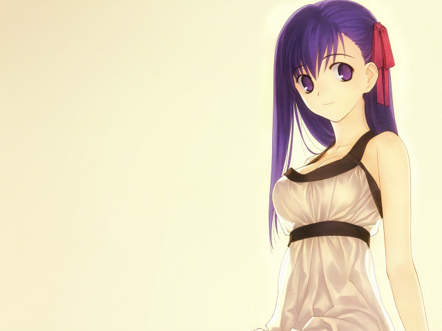 Purple hair white dress red free wallpaper - medium preview image