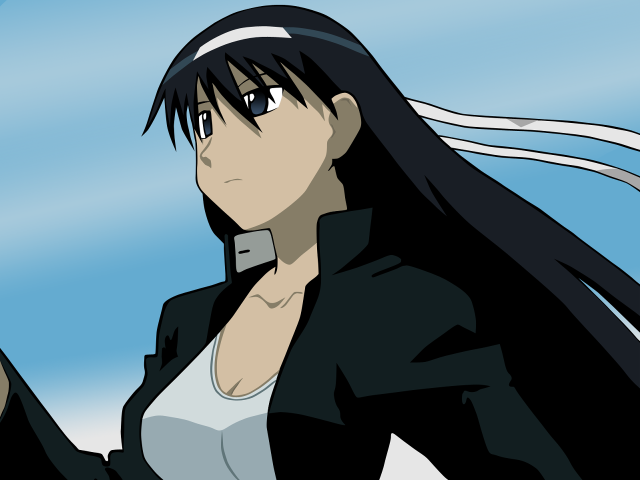 Woman black hair cellphone sky free wallpaper - medium preview image