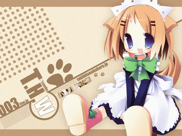 Anime girl cat lap wall free wallpaper - medium preview image