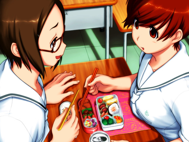 Two girls sushi eating school free wallpaper - medium preview image