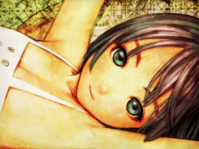 Girl green eyes white shirt free wallpaper - medium preview image