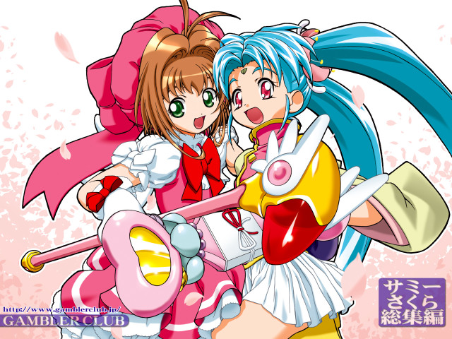 Anime girls blue pink hearts free wallpaper - medium preview image