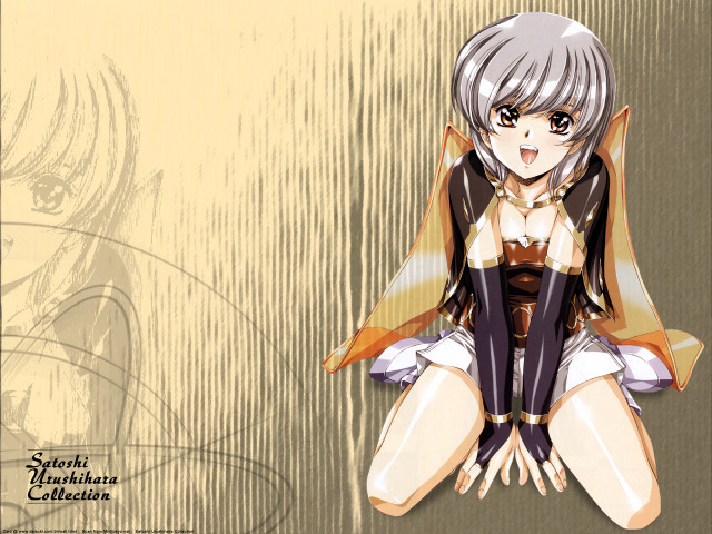 Anime character sitting smiling cape free wallpaper - medium preview image
