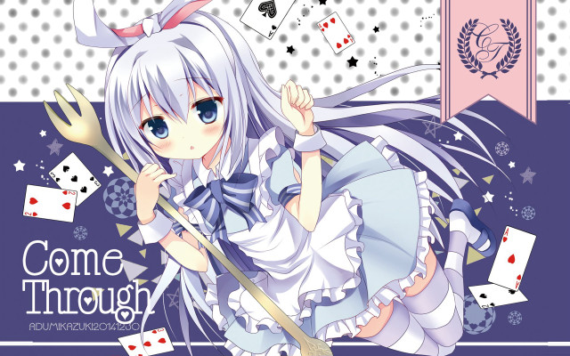 Girl broom cards neck caption free wallpaper - medium preview image