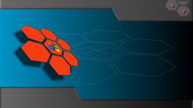 Red object blue hexagonal neogeo free wallpaper - medium preview image
