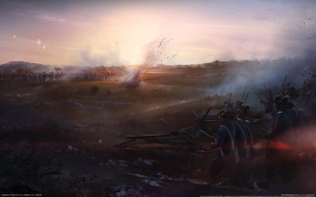 Battle scene matte painting orange free wallpaper - medium preview image
