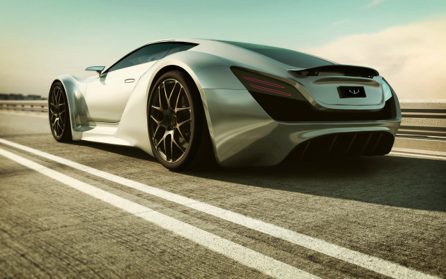 Silver sports car highway bridge #2 free wallpaper - medium preview image