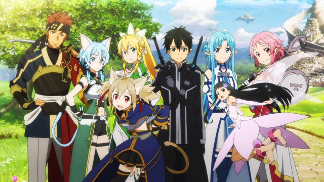 Anime characters forest trees grass free wallpaper - medium preview image