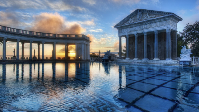 Large pool statue neoclassical architecture free wallpaper - medium preview image