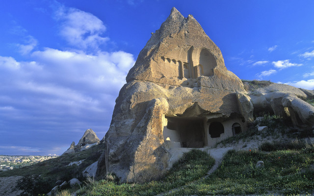 Rock cave hill sky clouds free wallpaper - medium preview image