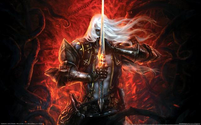 Armor sword demon flames darkfantasy free wallpaper - medium preview image