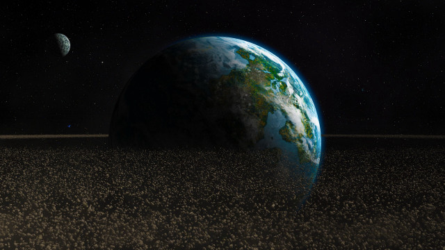 Earth moon stars space art #4 free wallpaper - medium preview image