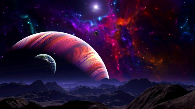 Colorful space planets stars moon #3 free wallpaper - medium preview image