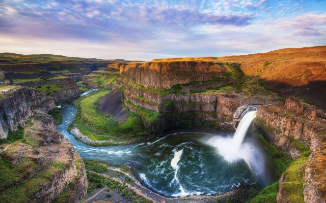 Waterfall river cliff blue sky #2 free wallpaper - medium preview image