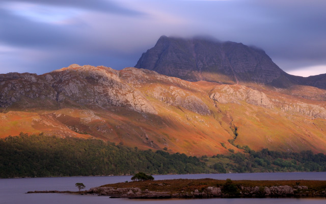 Mountain lake cloudy sky matte free wallpaper - medium preview image