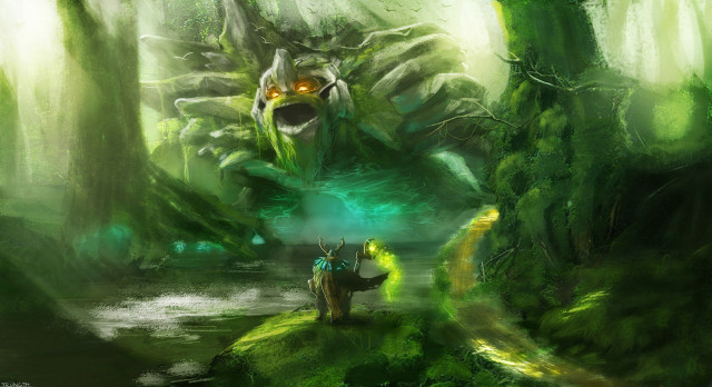 Monster forest man horse background free wallpaper - medium preview image