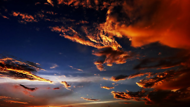 Sunset clouds blue sky orange free wallpaper - medium preview image