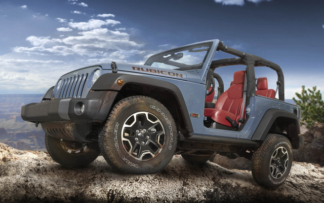 Jeep red seat rocky cliff free wallpaper - medium preview image