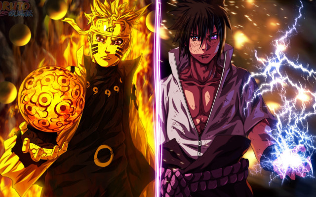 Anime boys fire energy sword free wallpaper - medium preview image