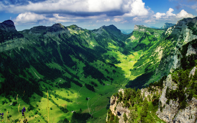 Valley mountains cloudy sky nature free wallpaper - medium preview image