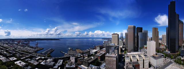 City water beach bridge skyline free wallpaper - medium preview image