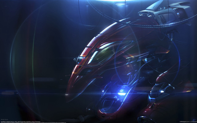 Futuristic robot glowing helmet arm #2 free wallpaper - medium preview image