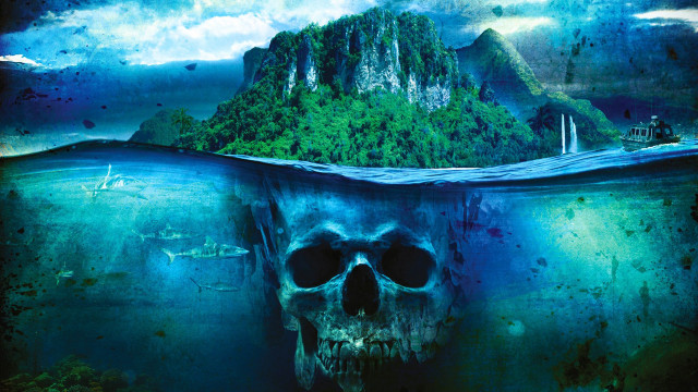 Skull floating mountain boat water free wallpaper - medium preview image